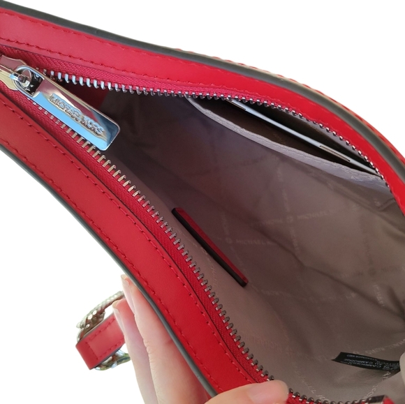 Michael Kors Lyra Red Leather Shoulder Bag - Picture 4 of 6